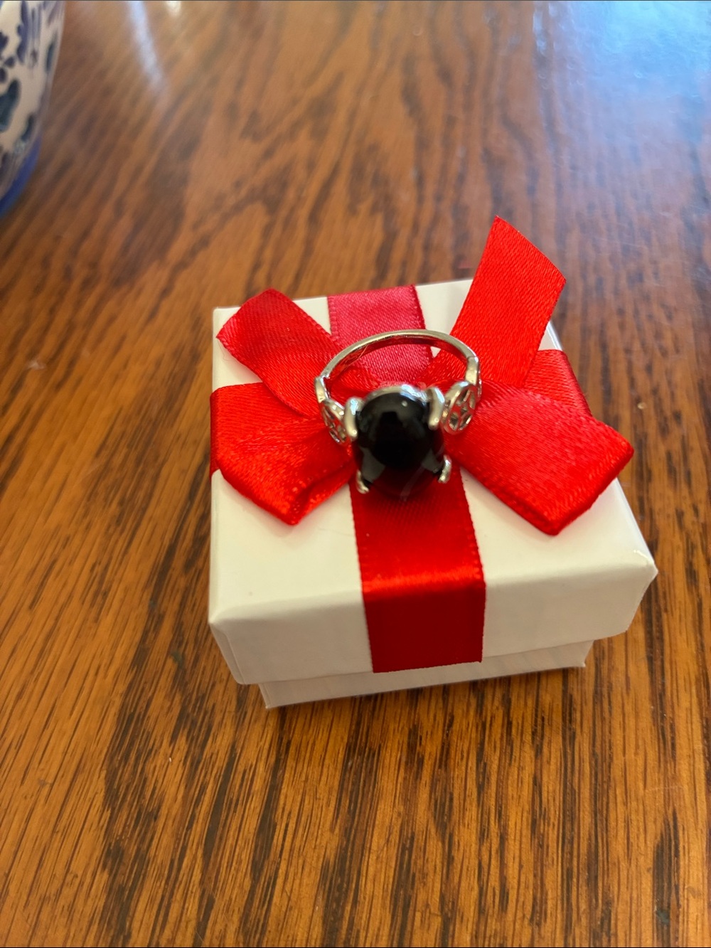 Sterling Silver Black Stone Cocktail Ring - Black